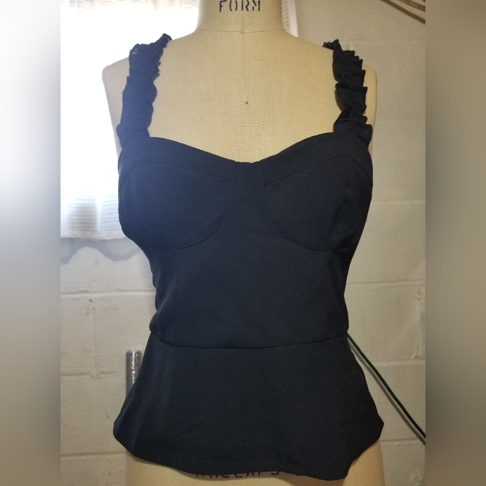 Ladies Bustier Rushed Shoulder Peplum